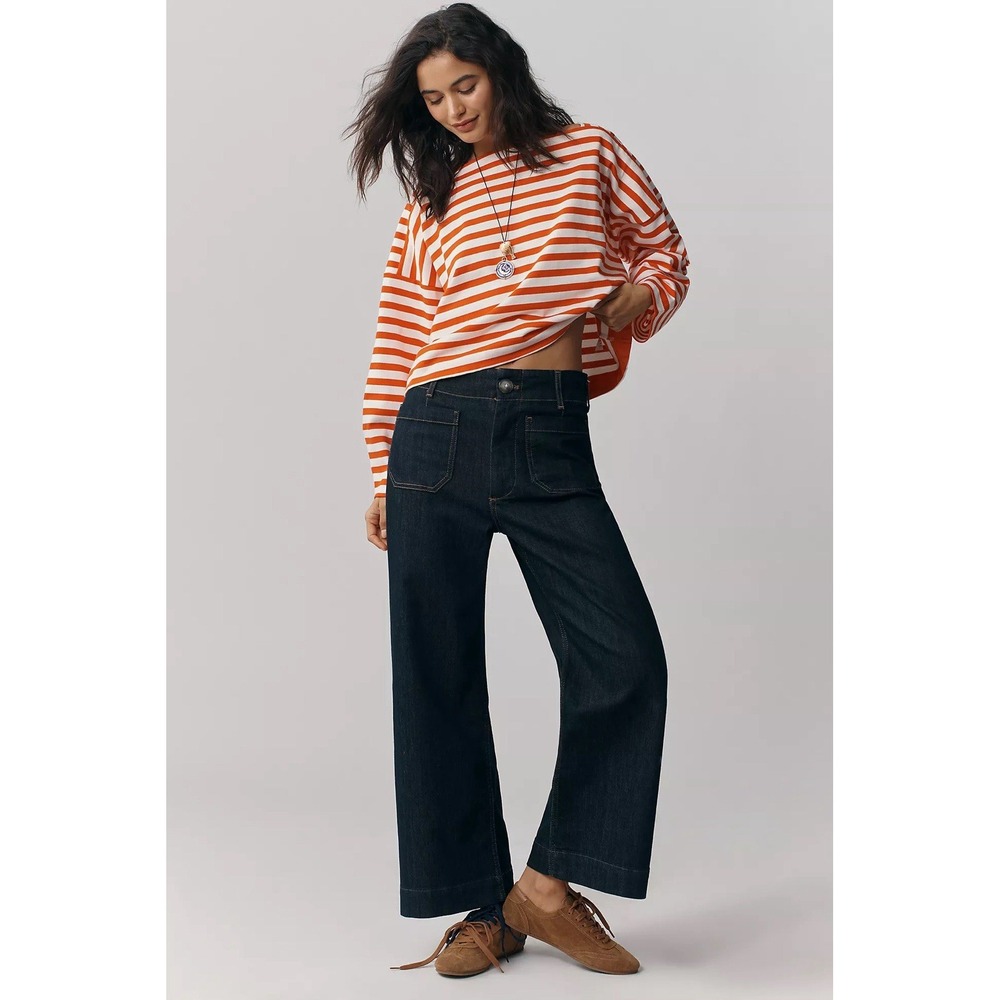 Maeve Colette High-Rise Wide-Leg Cropped Jeans NWT SIZE 26